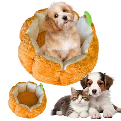 Pumpkin Cat Bed 16.5/19.7 In Soft Fleece Pet Mat Warm Dog Bed Four Seasons Universal Pet Bed Autumn Winter Mattress Anti-Slip Bottom