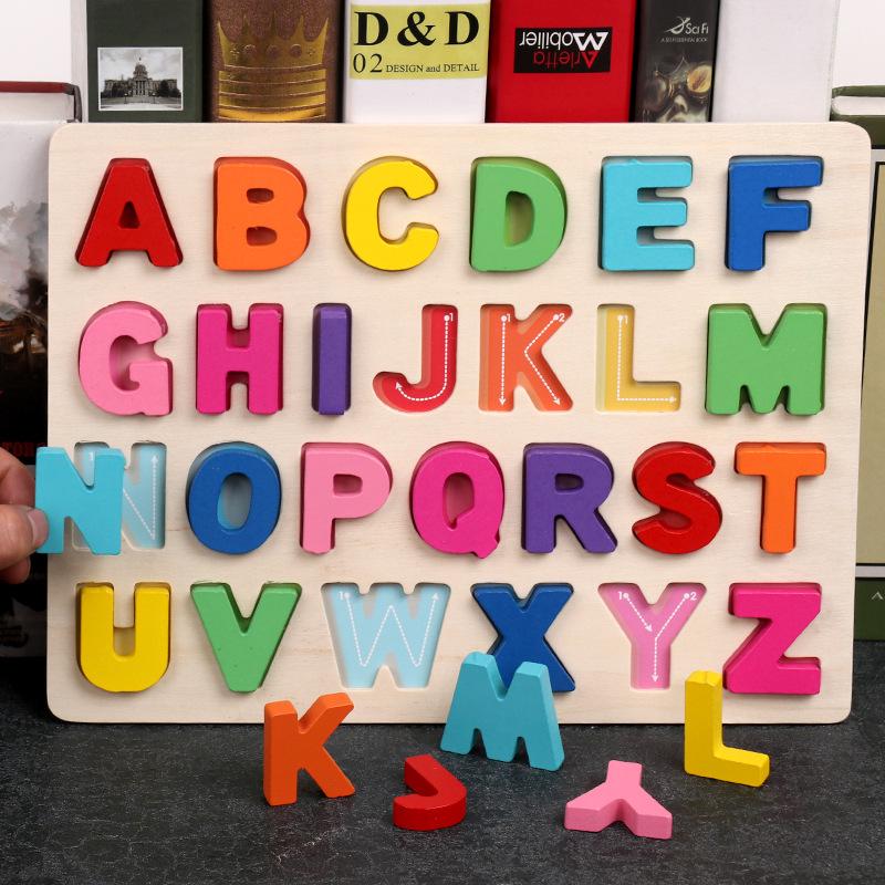 Wooden Kids' Digital Letter & Shape Matching Puzzle Board