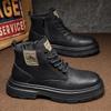 Fashion Genuine Leather Mens Botas Handmade Male Ankle Boots No-slip High Top Shoes Leisure Walk Motorcycle Boots Versatile Biker Boot