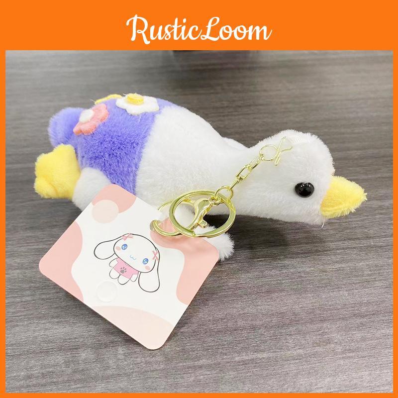 Sweet Goose Plush Stuffed Animal Keychain Colorful Pink Yellow Blue Soft Toy