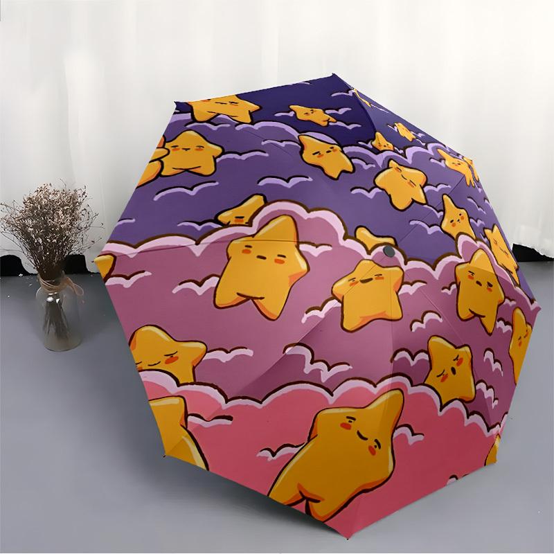 1pc Stars Clouds Auto Open/close, All-Season Portable Folding Umbrella for Women & Men, Travel, Everyday, Formal Events - Compact Luxury Parasol, Outd