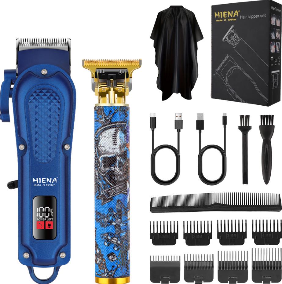 HIENA Electric Hair Clipper with Number Display, Oil Head Carving, Push Clippers for Barbers.