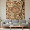 Celtic Knot Interwoven Tribal Pattern Brown Gold with Red Gemstones Tapestry Wall Hanging Vintage Decor for Man Cave