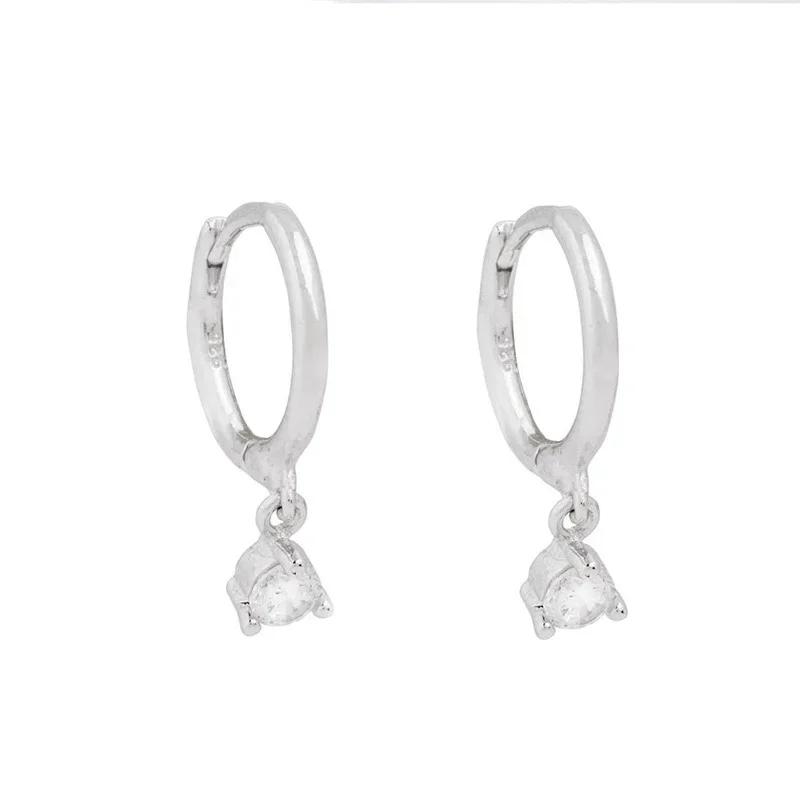 2 Paires Boucles d'Oreilles Créoles Petites Câlins en Acier Inoxydable Pour Femmes Petit Pendentif Cristal Zirconium Boucles d'Oreilles Cartilage Bijoux Piercing
