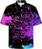 Grafite Astratta Stampa 3D Camicia Hawaiana da Uomo Arcobaleno Estate Stampa a Schizzi di Colore Casual Manica Corta Bottoni Camicie Top