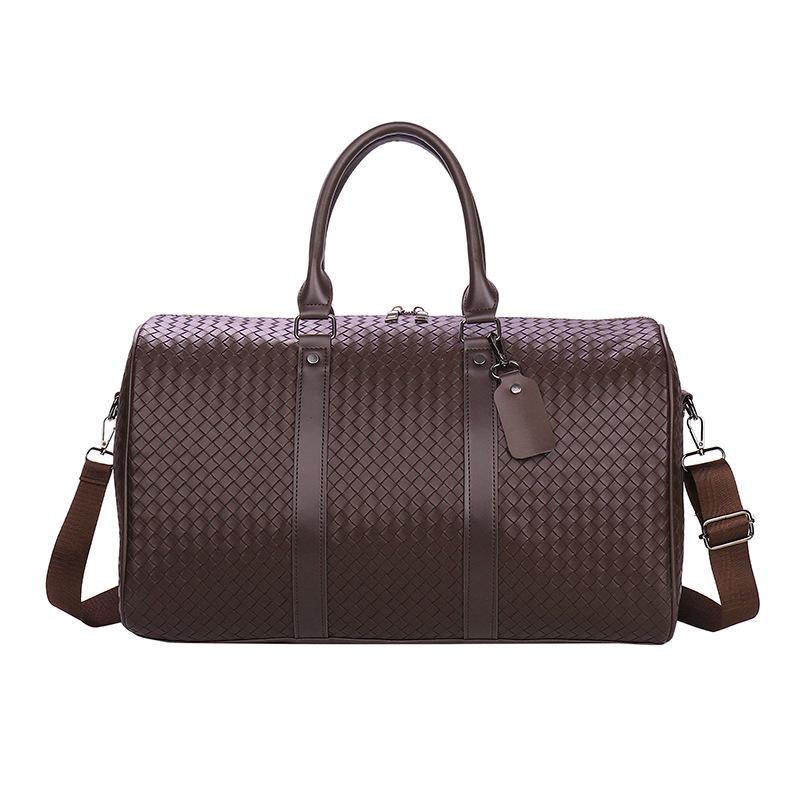 Travel bag European and American fashion woven large-capacity pu fitness bag business trip boarding bag men's business storage accommodation bag