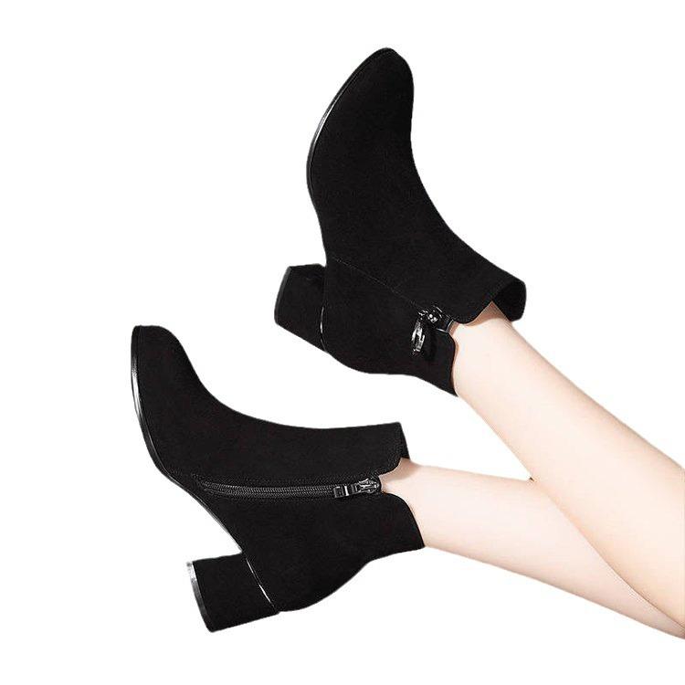 Autumn and Winter New Cotton Shoes Women's Velvet Thick-soled Warm Martin Boots Women's Versatile Short Boots High Heels Women