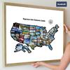 RV State Sticker Travel Map Of The United States, Travel Trailer Camper Accessories, 11X17" RV Map Decals For Window Door Wall, 50 State Bumper