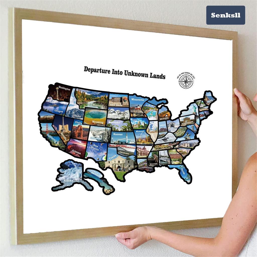 RV State Sticker Travel Map Of The United States, Travel Trailer Camper Accessories, 11X17" RV Map Decals For Window Door Wall, 50 State Bumper