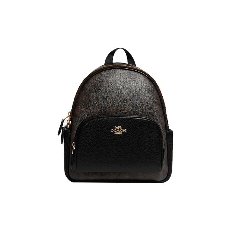 

Coach Mini Court Backpack Signature Canvas Brown Black Gold Daily Travel C8604-IMAA8 Basic Set (Bag+Dust Bag)