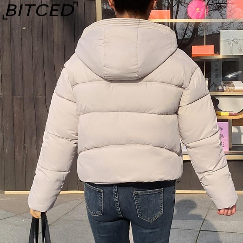 BITCED Minimalist Hooded Short Down-Filled Cotton Jacket Casual Puffer Jacket Lightweight Cotton Coat