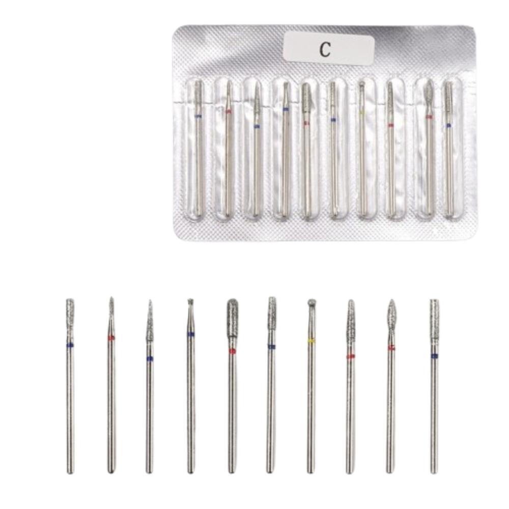 10Pcs Russian Style Nail Art Drill Bit Kits Cuticle Nail Grinding Bits  for Manicure Machine