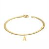 Punk 3mm Flat Snake Chain Bracelet Female Gold Color Stainless Steel Alphabet Initial Letter Charm Bracelet for Women Jewelry