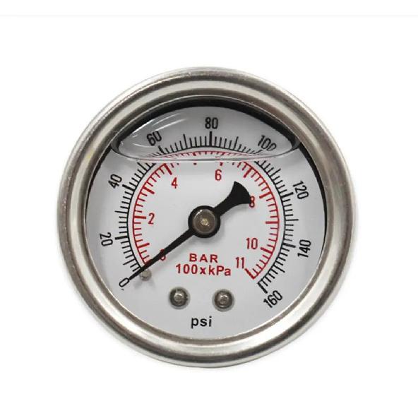 0-160 Psi Fuel Pressure Gauge 1/8NPT Fitting Metal Inline Fuel Pressure Gauge Tee Adapter With Connections Accessories