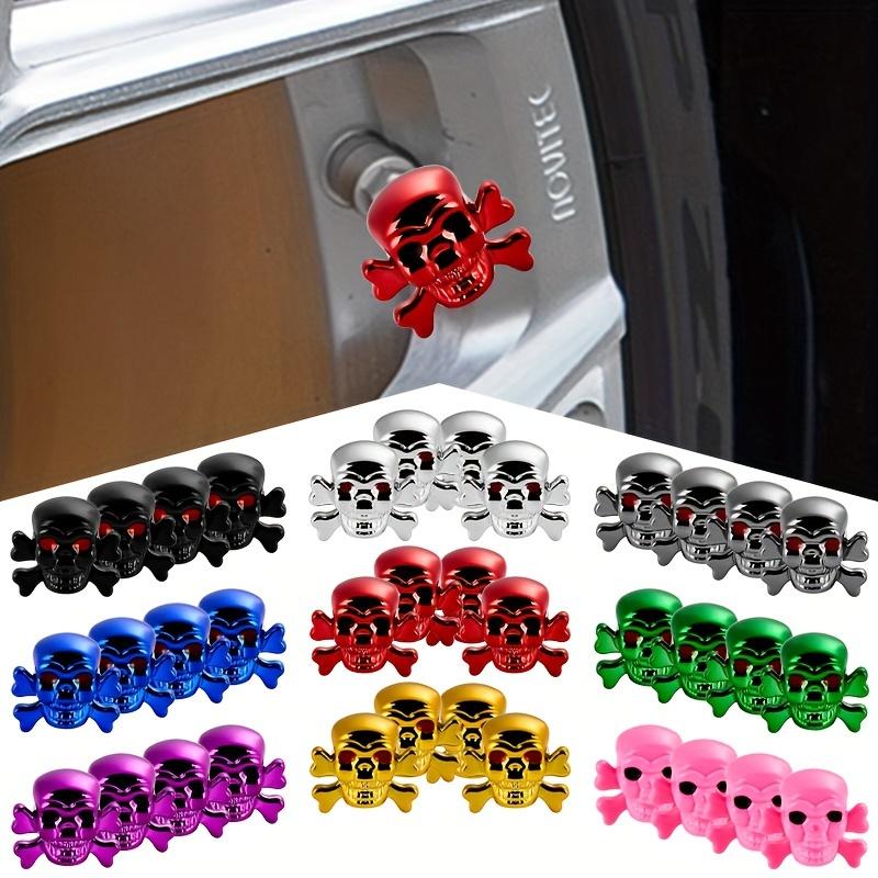 4Pcs Bone Skull Car Tire Valve Caps Dustproof Anti-Theft Air Leak Protection Standard 8V1 Thread Auto Wheel Styling Caps Valve Stems 1