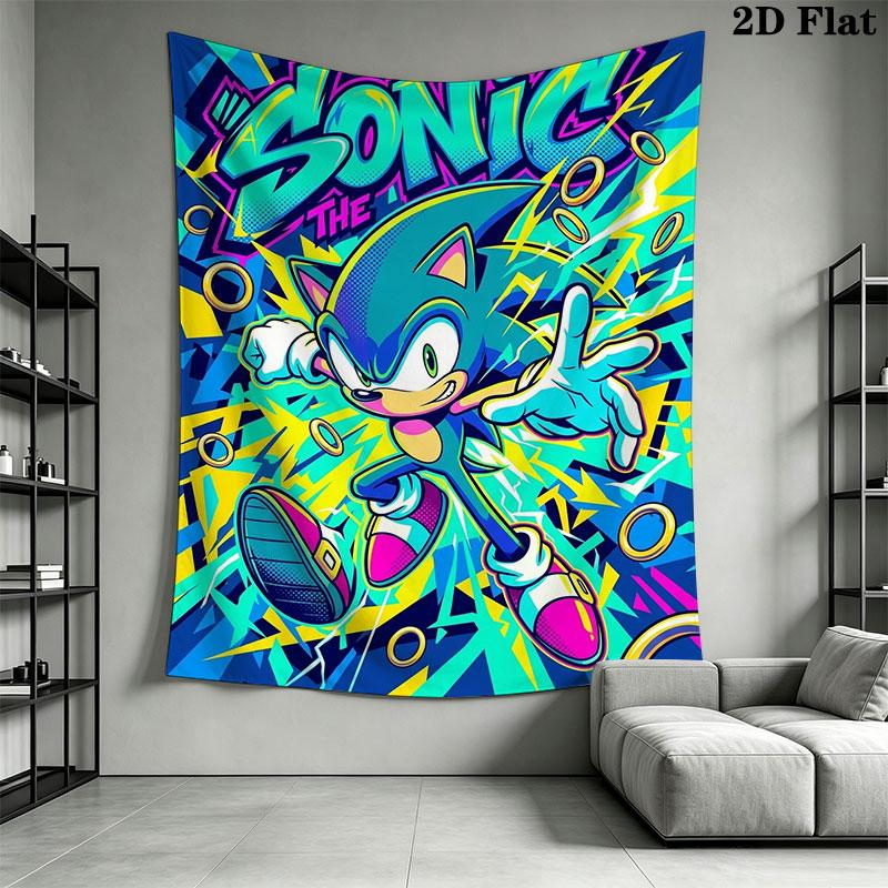 Hedgehog Sonic Bolt Wall Hanging Printed Fabric Blanket Decorative Tapestries for Bedroom Living Room Home Decor