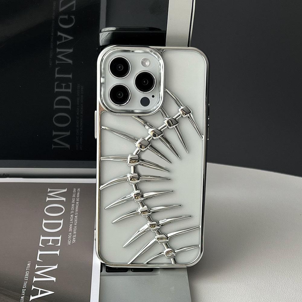 3D Fishbone Hollow Dissipate Heat Phone Case For iPhone 16 15 14 13 12 11 Pro Max Shockproof Electroplated Soft Cover