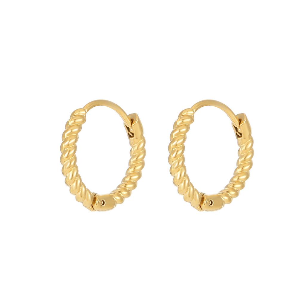 Stylish and Personalized Twist Woven Stainless Steel Round Earrings Simple and Exquisite Stud Earrings