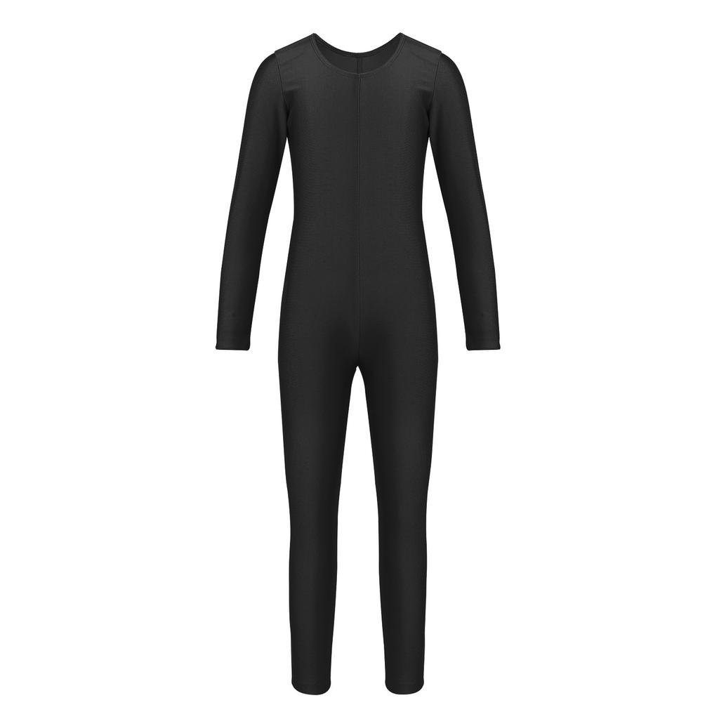 Girls Long Sleeve Zippered Ballet Dance Gymnastics Jumpsuit Unitard Dancewear Practice Outfit