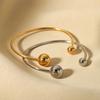 2025 Gold Sliver Ball Charm Stainless Steel Cuff Bangle For Women FR Style Hand Accessory
