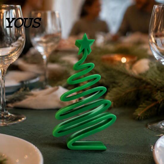 Decorative Table Decor 3D Printed Minimalist Christmas Tree Desktop Ornament, Modern Holiday Handcrafted Figurines Sign for Living Room Bedroom
