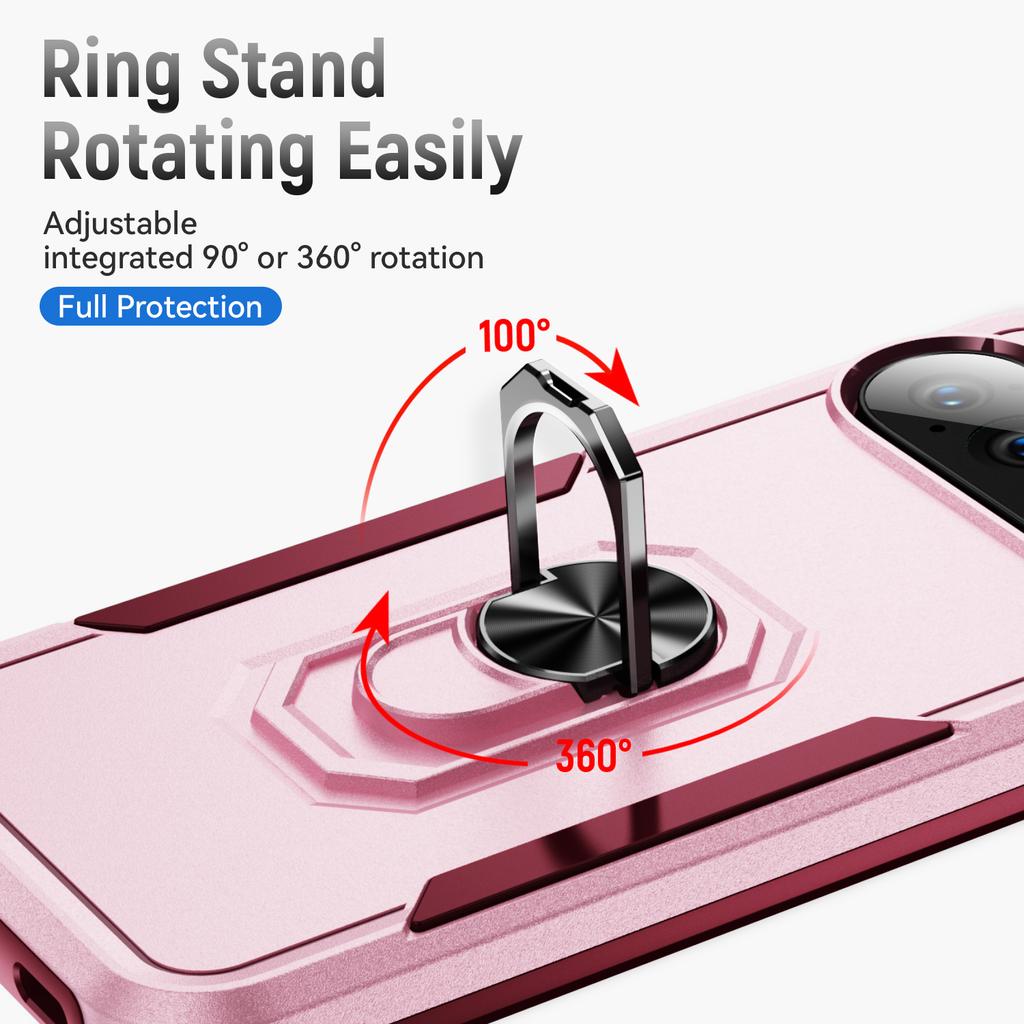 For Google Pixel 10 Pro XL Case Military Grade Ring Kickstand PC + TPU Phone Cover