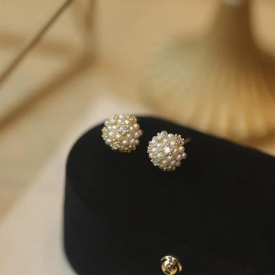 1 Çift  Kontratlı İnce Zirkon İnci Küpe  Taze Küpeler