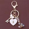 Symbolic Four Leaf Clovers Heart Keychain Metal Crafted Jewelry Gift Ideas for Birthdays Valentines Day Keepsake Item