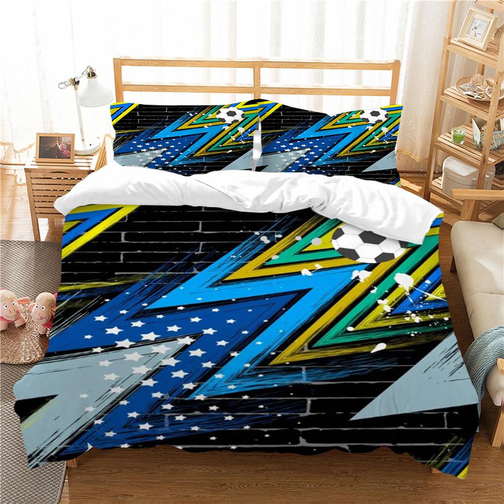 Bed Set Sports Style Duvet Cover Set Soccer Printed Quilt Cover Set Teens King Queen Size Bedding Fashion Cover Suit Luxury Bedding Cover