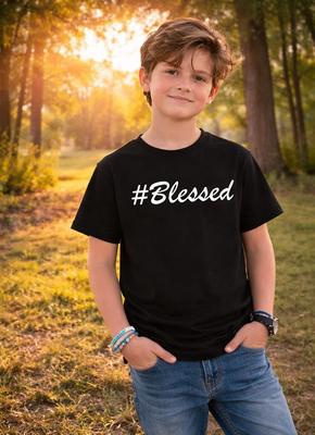 Adorable Blessed Kids T-Shirt: Faith-Inspired Graphic Tee for Boys & Girls, Toddler Christian Top