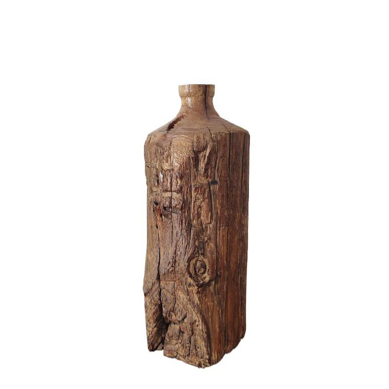 Wood Flower Vase Wabi-sabi Style Flower Arrangement Vases Retro Dining Table Vase Ornaments Living Room Decorative Accessories