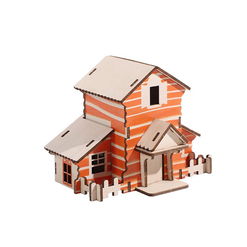 3D Wooden Puzzle Villa: DIY Small House Model for Boys and Girls
