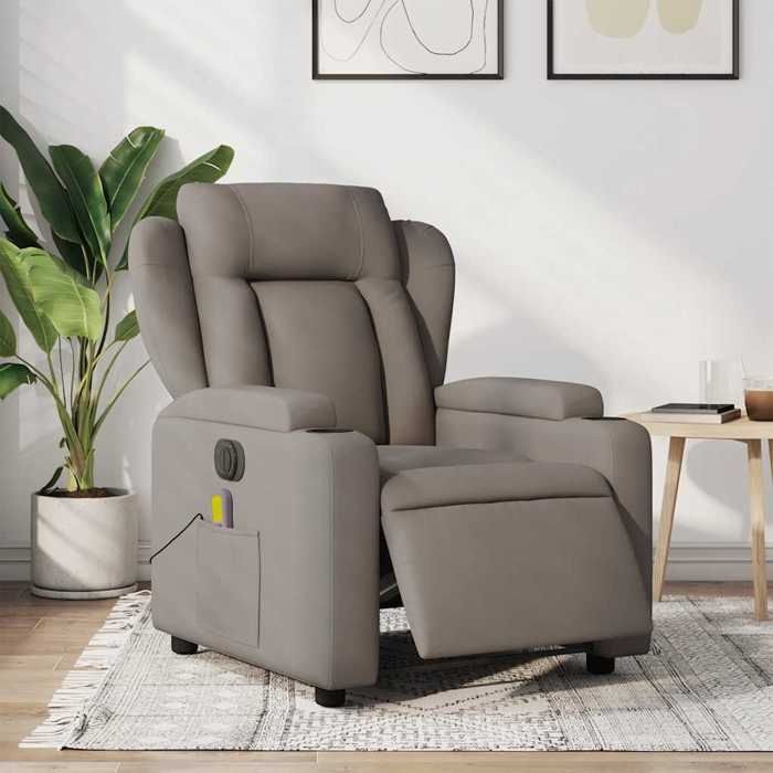 VidaXL Electric Reclining Massage Armchair Taupe Fabric 3204478