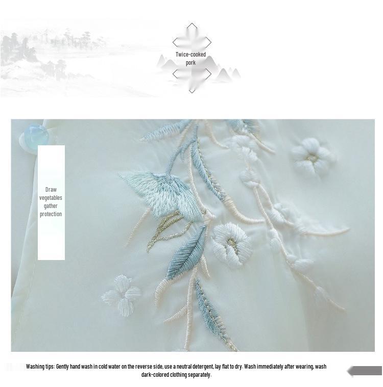 Chinese Retro Embroidered Tang Suit: Women's Han-Style Tea Set