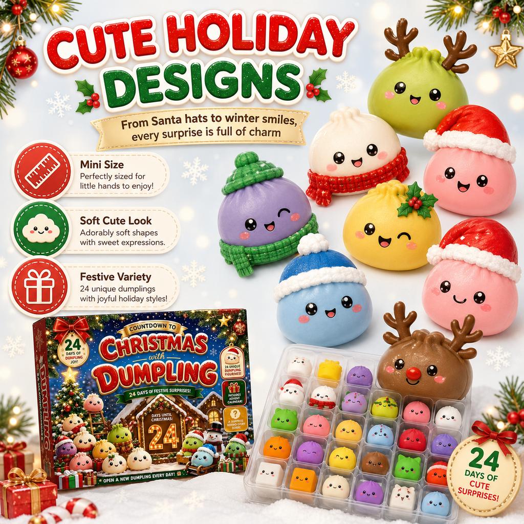 Weihnachts-Dumpling Squishy Adventskalender 24-Tage-Countdown Mystery Box Langsam aufsteigendes Knet-Sensorik-Fidget Überraschungsgeschenk