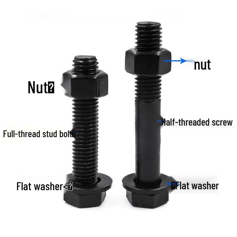 Jingzhouyuan 8.8 Grade Black Hex Bolt, Nut, and Washer Combo Set