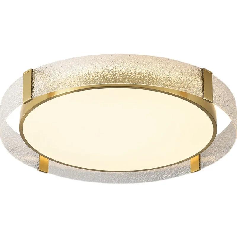 Nordic Modern Luxury All Copper Led Ceiling Lamps Bedroom Living Room Glass Ceiling Lights Room Decoration Round Ceiling Lamps
