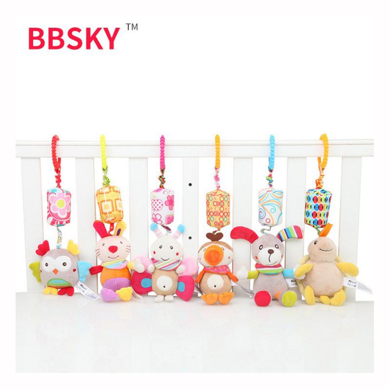 BBSKY Cartoon Animal Plush Hanging Baby Mobile Rattle Toy