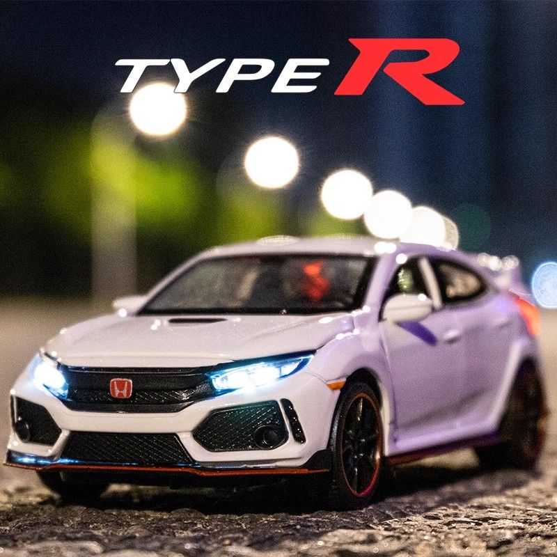 1/ 32 Scale Honda TYPE-R Alloy Car Model Diecasts Toy with Sound and Light Vehicles Decoration Toys for Kids Gift