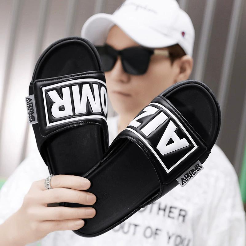 Pantoufles d'été pour hommes Extérieur Décontracté Plage Tendance de Sandales Tongs Personnalisées Tongs Chaussures Antidérapantes Hip-hop