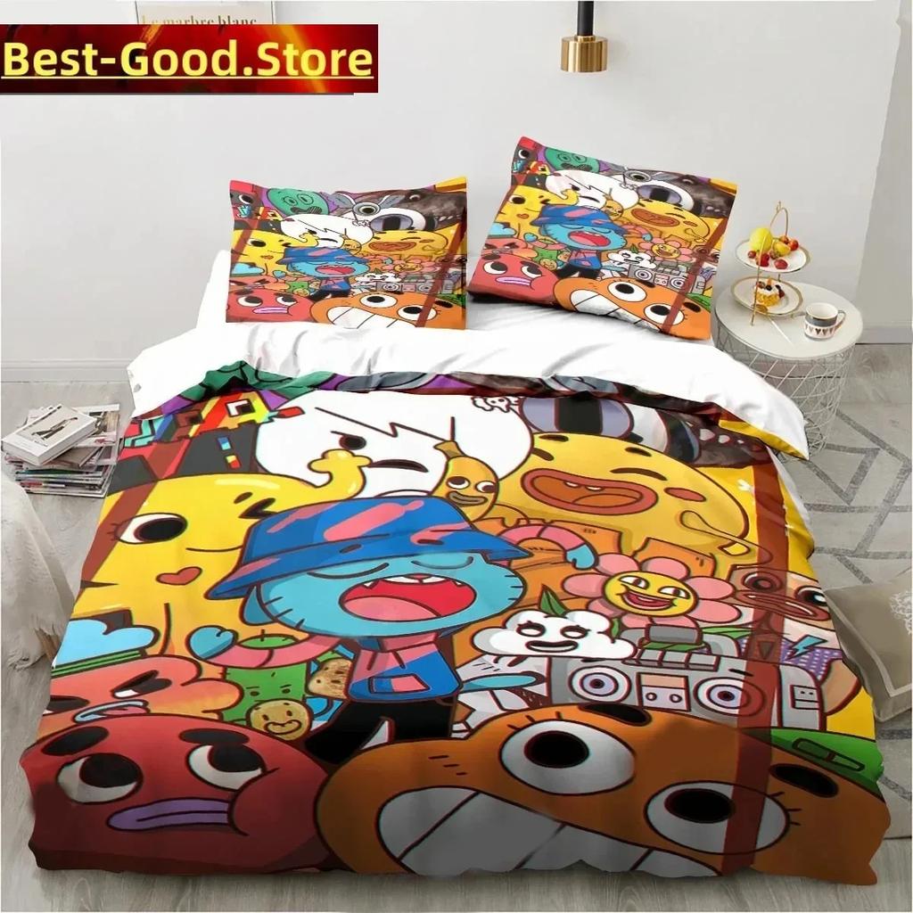 Carton The Amazing World Beding Set Gumbal Young Boys Young Girls Twin Quen King-Sized Dimensionsd Dimensions Soft Duvet Cover Pilowcase Bed boys