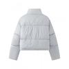 Womens Slim Fit Long Sleeve Puffer Coat Winter Warm Short Cotton Jacket Solid Color Stand Collar Zip Front