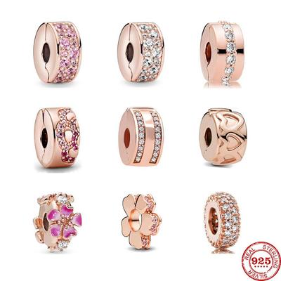 2023 New Rose Gold Flower Love Beads Fit Original Fasion Charms Silver 925 Bracelet Diy Women Jewelry Berloque