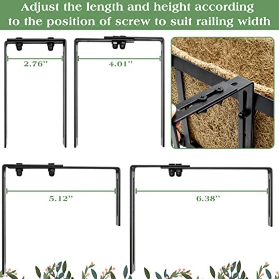 3 Pack Metal Window Box for Railings 24 Inch Over Railing Planter Boxes with Coco Liners Hanging Flower Box Planters for Outdoo