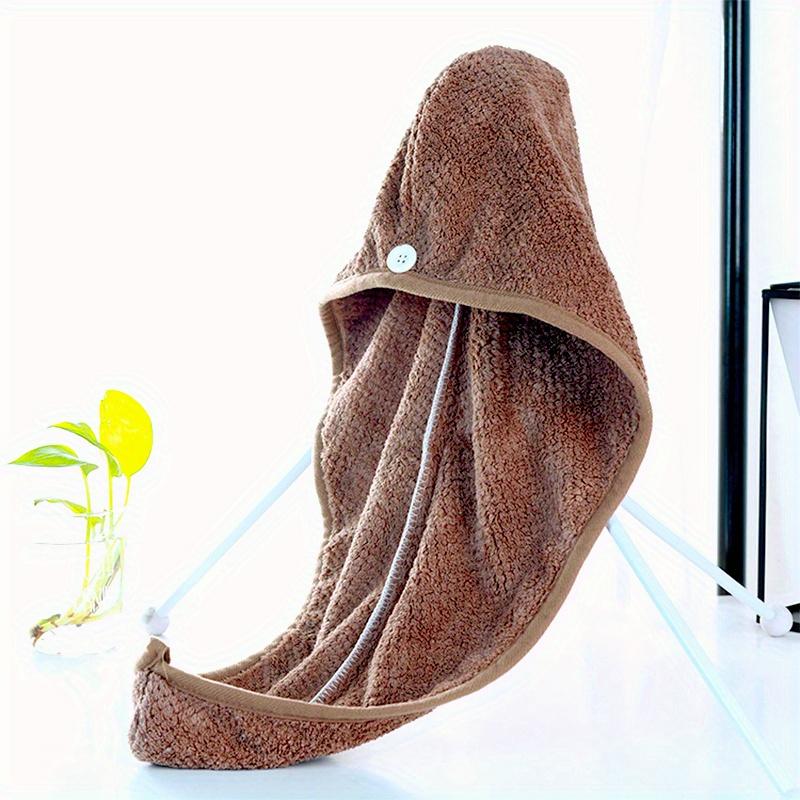 1PCS Hair Towel WrapHair Drying Towel with Button Microfiber Hair Towel Dry Hair Hat Bath Hair Cap for daily use