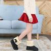 Girls Cute Bowknot Solid Color Winter Warm Snow Ankle Boots Slip On Flat Shoes