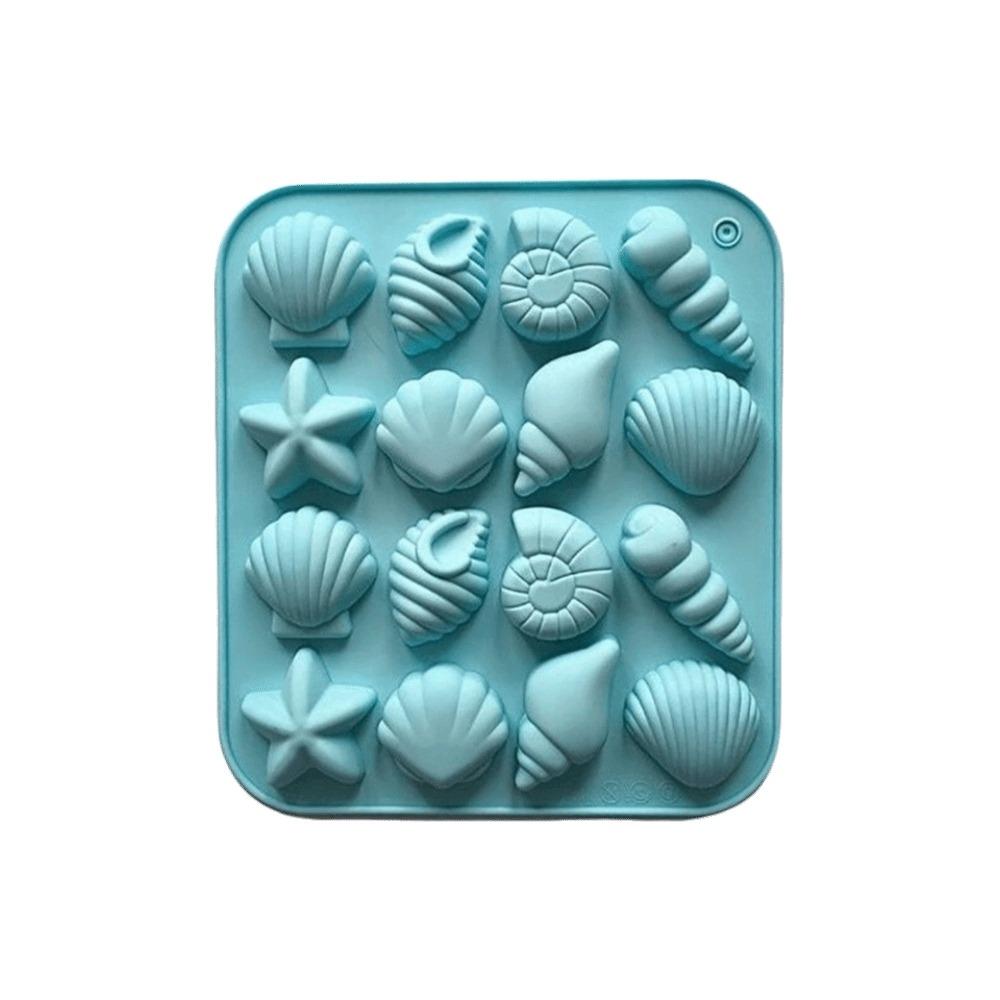 Conch 3D Shell Mold 16 Cavity Marine Animal Mold Ocean Themed Silicone Chocolate Mold  Household синий