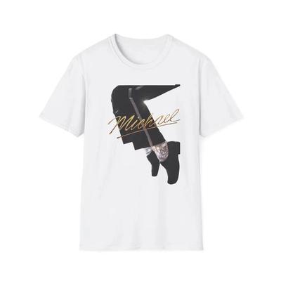 Michael Jackson Moonwalk Ikone Weißes Baumwoll-T-Shirt mit Goldener Unterschrift Aufdruck Damen und Herren T-Shirts
