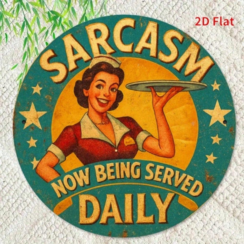 Vintage Round Metal Sign 20x20cm Rustic Wall Decor with Inspirational Quote and Distressed Finish