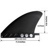 Center fin 12cm Hard 4.6" for longboard SUP airSUP AIR7 paddleboard Hard Flex US box saruSURF (Black (with screws))
